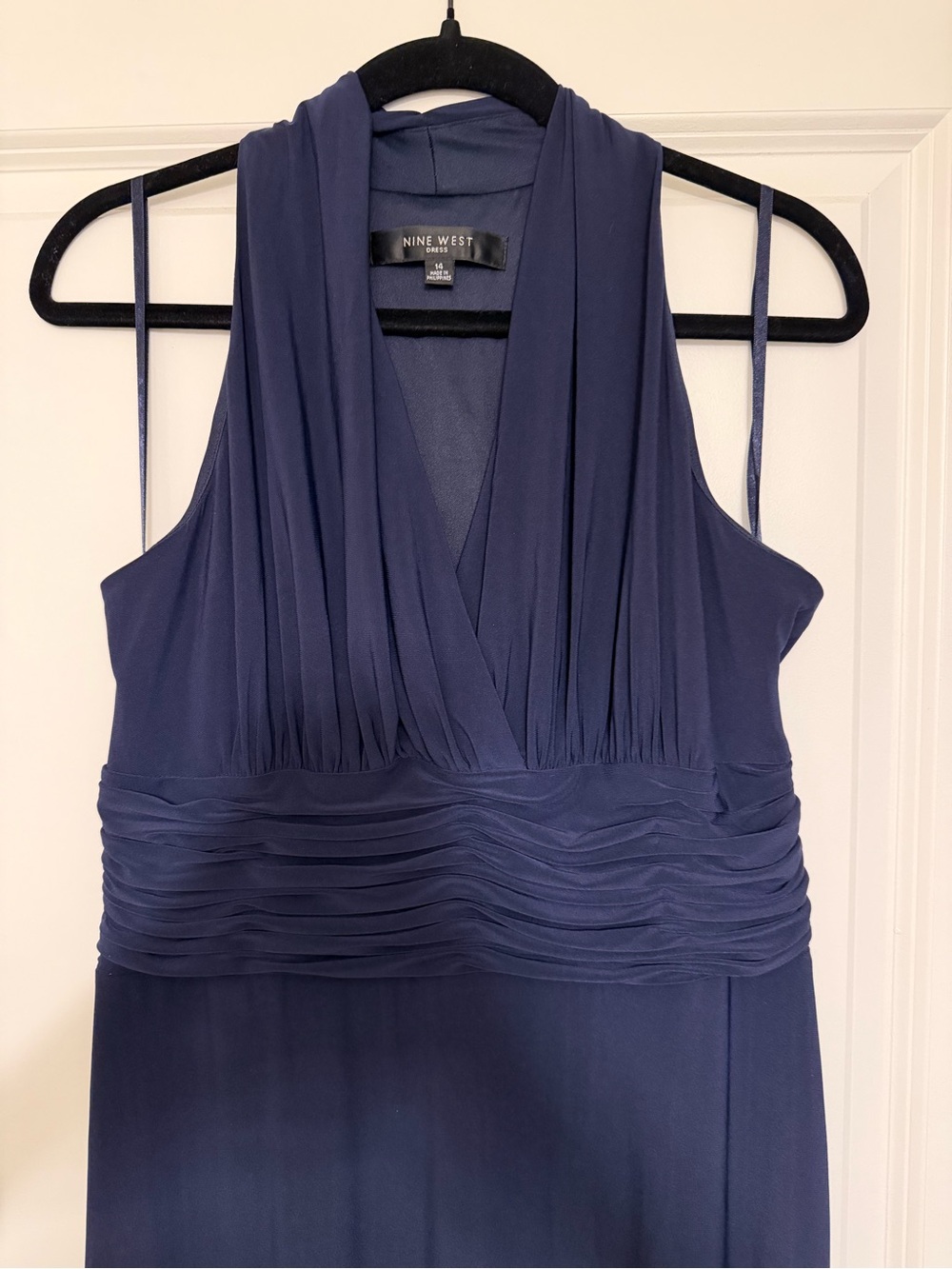 Nine West Navy Halter Maxi Dress